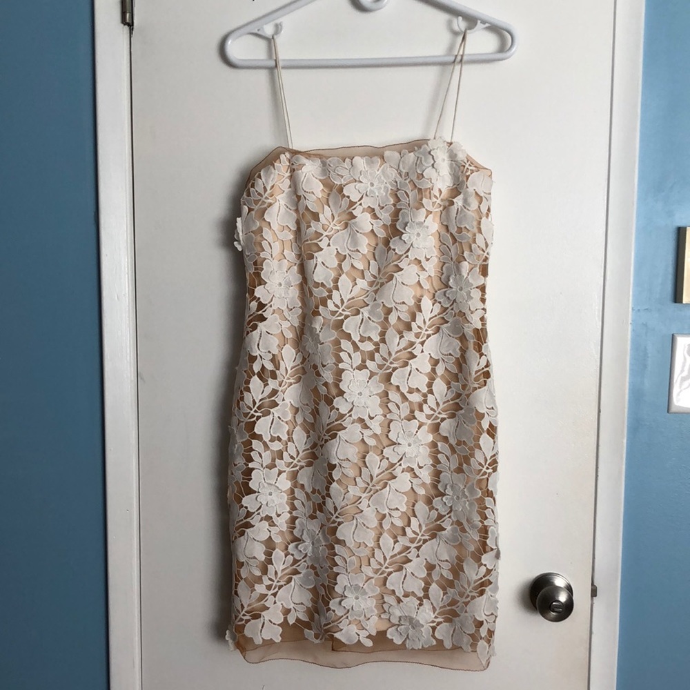 NWOT BHLDN white floral and nude cocktail dress